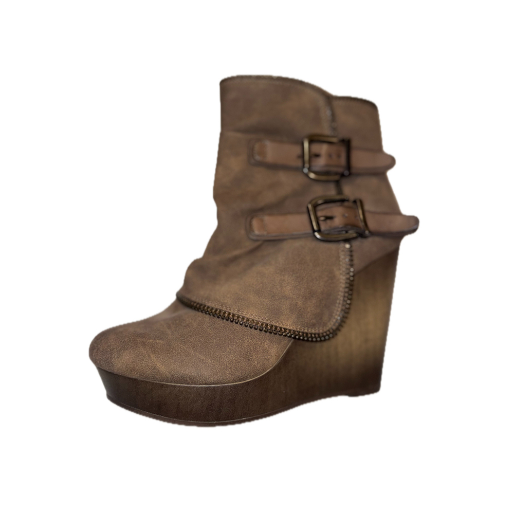 Not Rated Wedge Buckle Ankle Boots - Picture 4 of 11